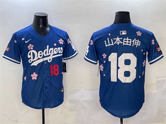 Men%27s Los Angeles Dodgers #18 Yamamoto Royal 2025 Tokyo Series Limited Stitched Jersey